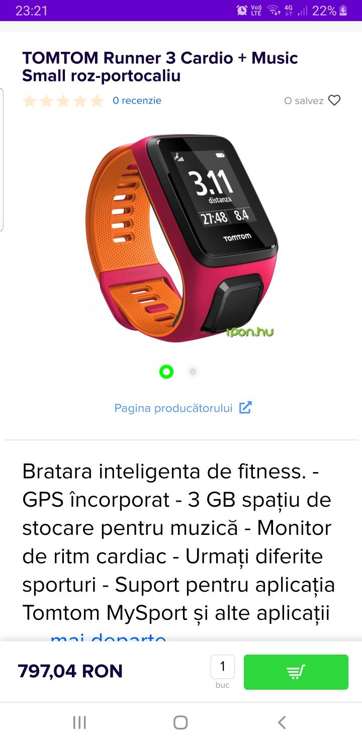 Smartwatch tomtom,  Runer 3