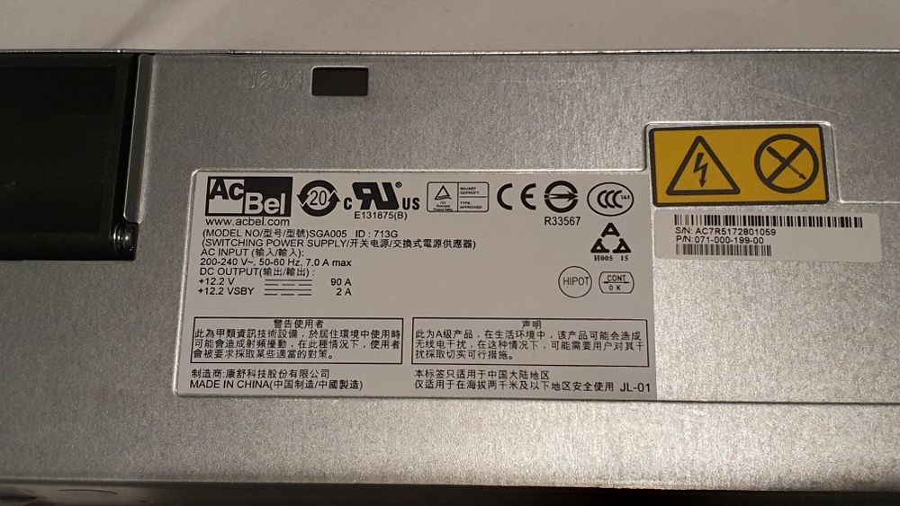 NOU! Sursa Server 1100W 12V AcBel SGA005 EMC PSU 90A VNX VMAX