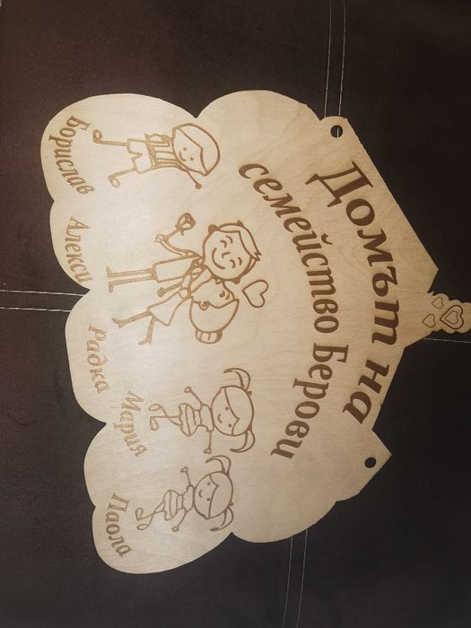 Дървена персонална табелка за врата