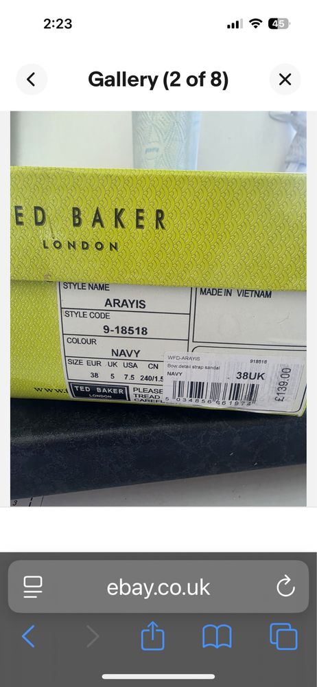 Ted Baker 39-40 номер сандал в тъмно синьо