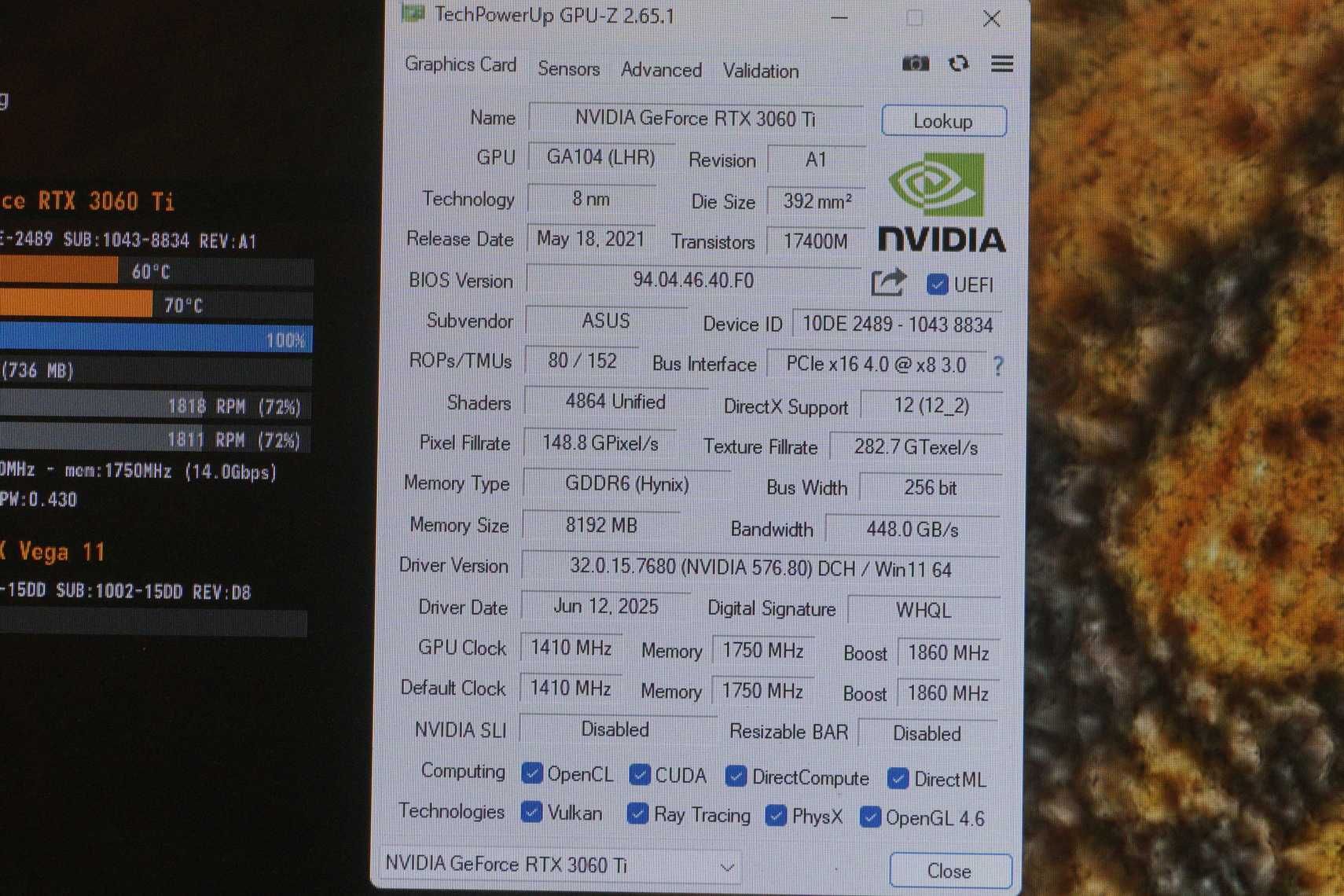 RTX 3060 Ti 8GB Asus ROG STRIX GPU Видеокарта Nvidia/ Вкл.ДДС
