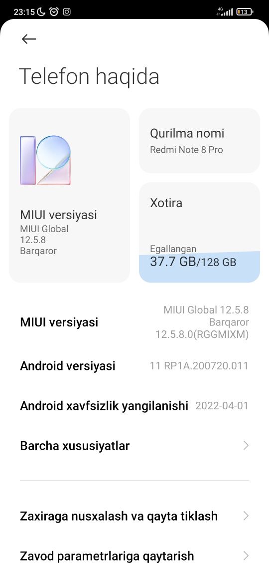 Redmi not 8pro 128