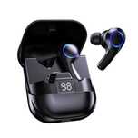 Безжични слушалки с дисплей PT08, Bluetooth 5.0, Черни
