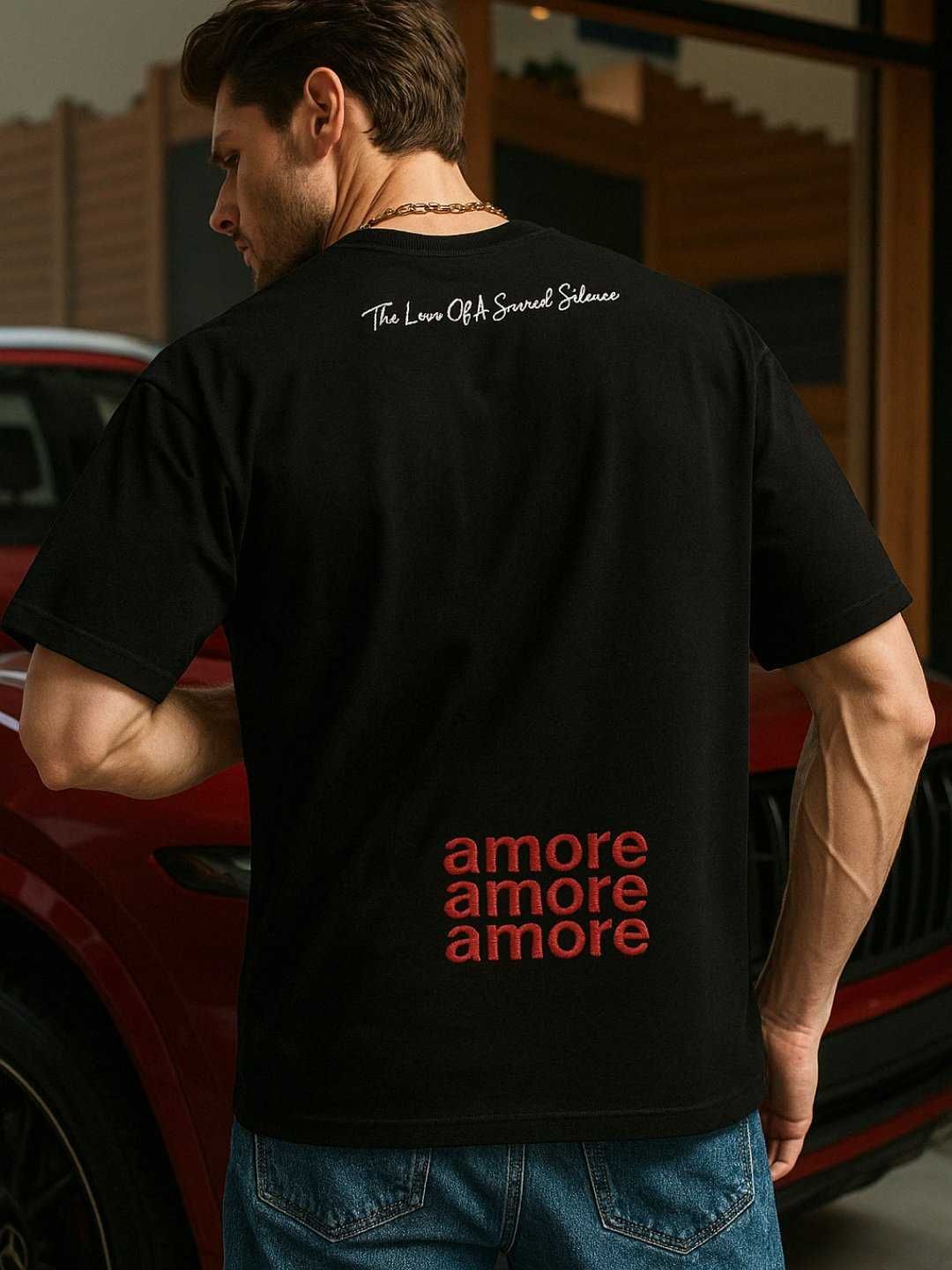 Мужская футболка унисекс оверсайз с коротким рукавом для лета, Amore
