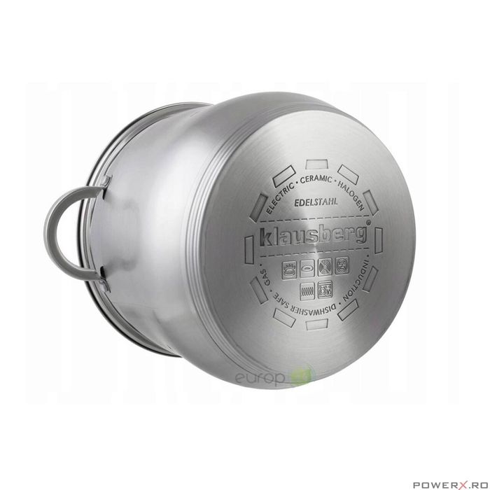 Oala din inox cu capac din sticla, 32cm, fund termic multistrat, 18.7l