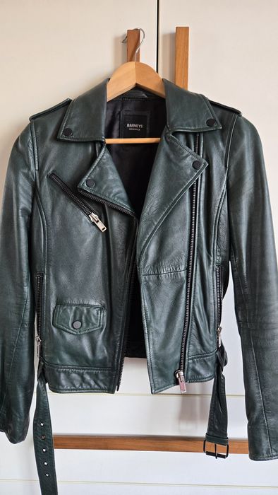 Barneys Original кожено зелено яке С