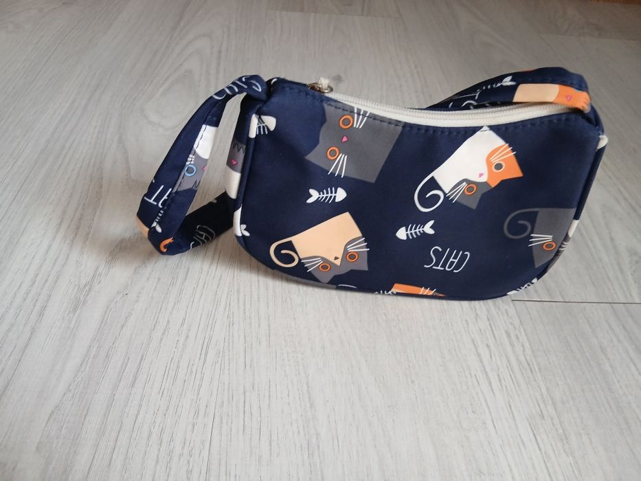 Милая сумка с котиками, синяя.