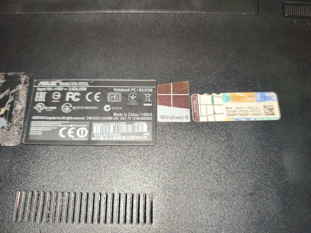 Asus X552L/12GB ram/750gb HDD/Nvidia GeForce 820m