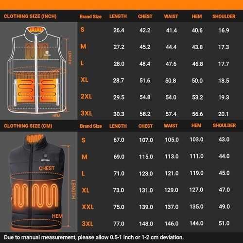 Нов черен Зимен отопляем елек 6 зони + батерия 16000mAh за мъже
