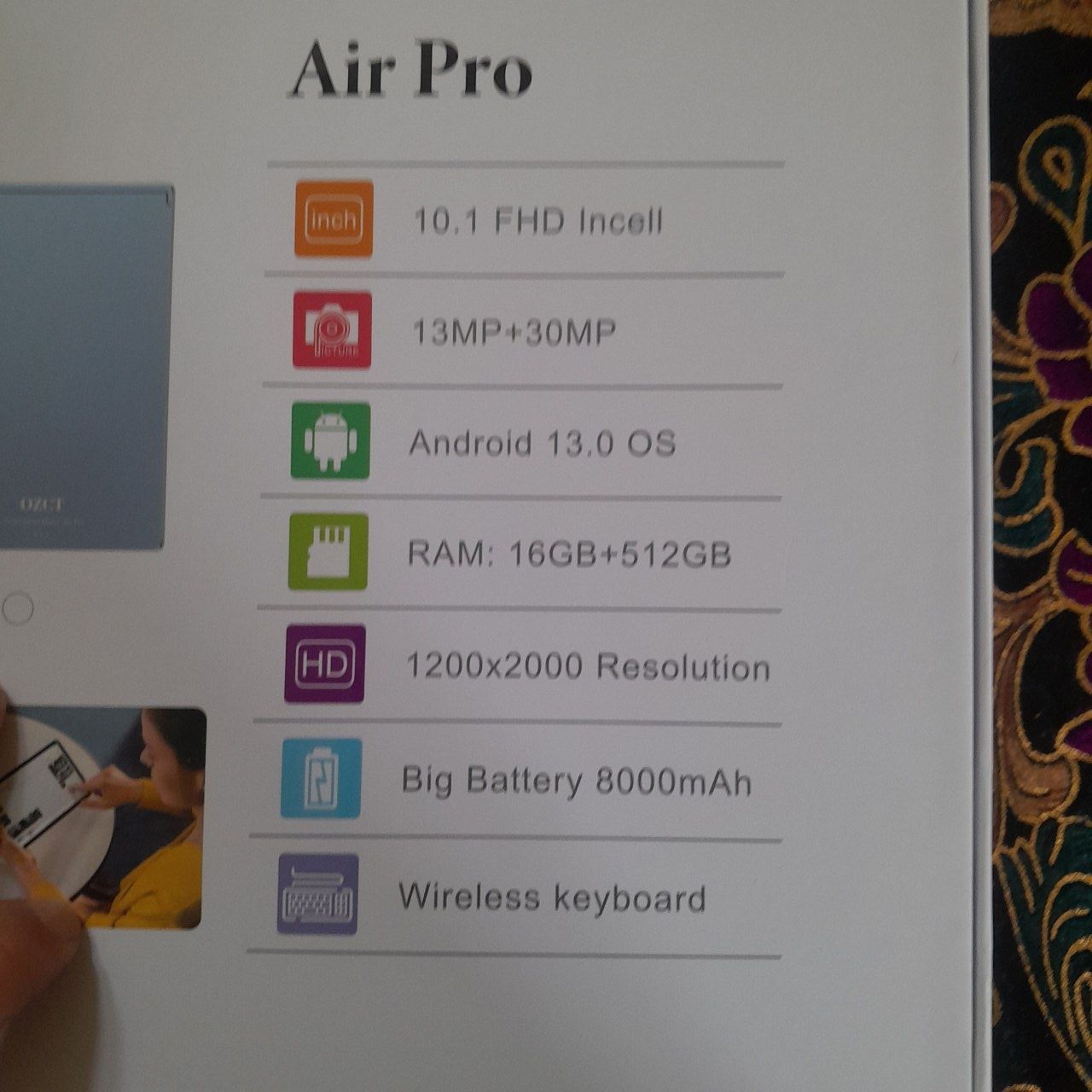 OZCT Air Pro Smart Planshet 16gb/512gb