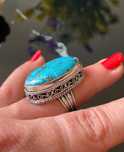 Inel Argint 925 Vintage cu Piatra Semipretioasa Turquoise/Turcuaz