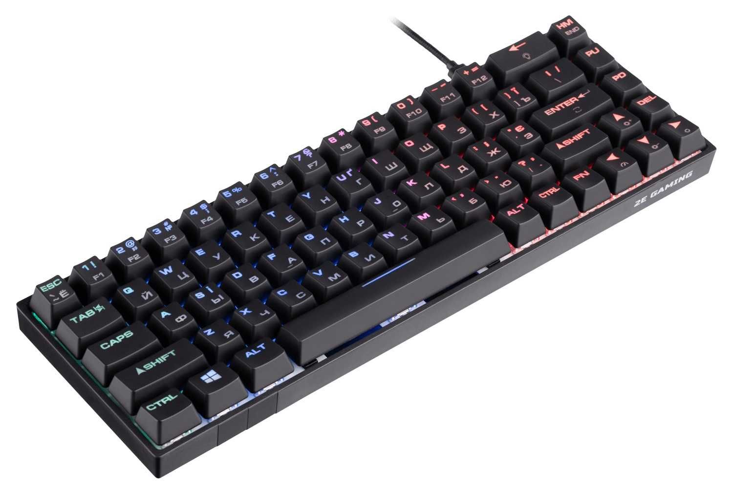 ; Игровая клавиатура 2E KG370 USB 68 key Gateron Red Switch Black