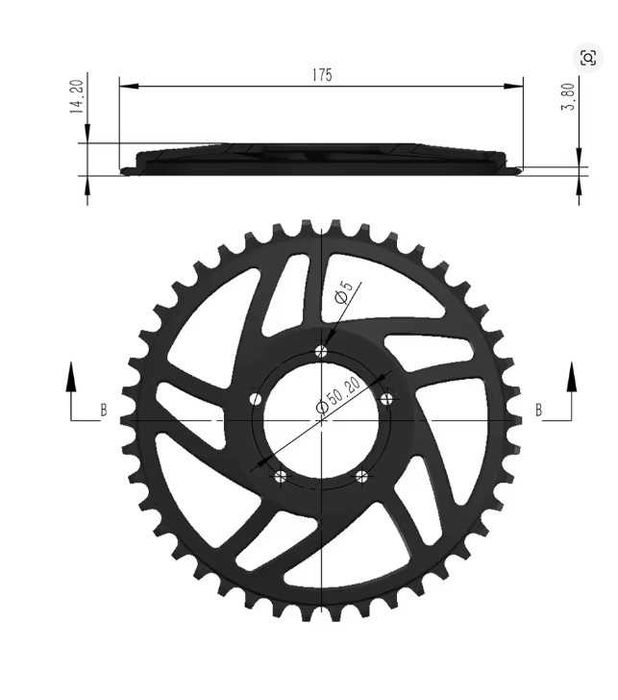 Foaie angrenaj bafang BBS 02 750W - Chainline correction
