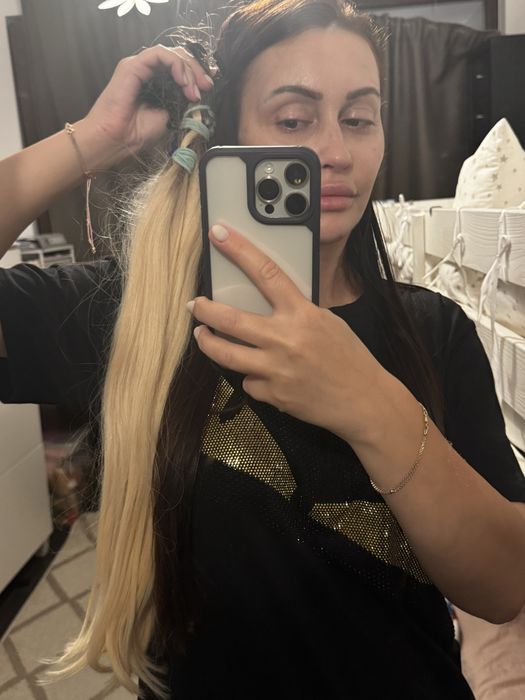 100% ЕСТЕСТВЕНА СЛАВЯНСКА КОСА - Кератинови кичури омбре