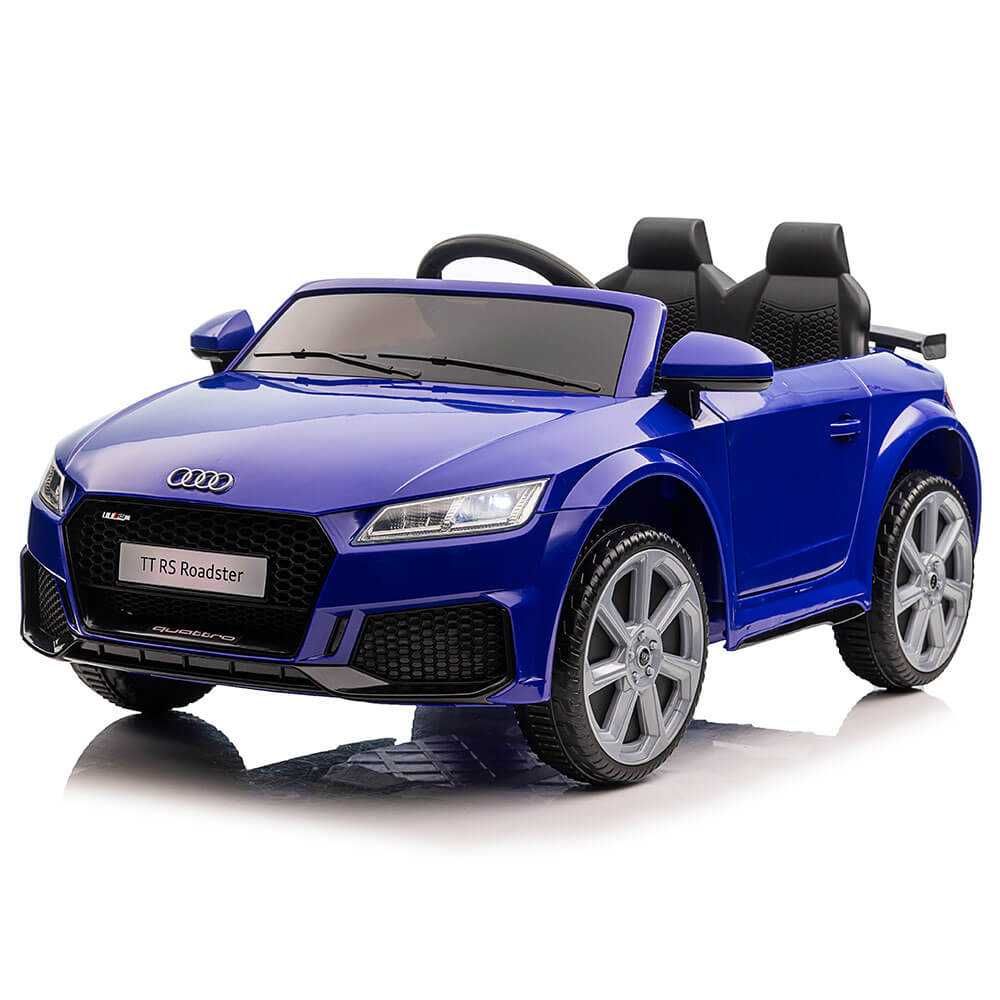 Masinuta electreica Audi TT albastra pentru copii + scaun piele
