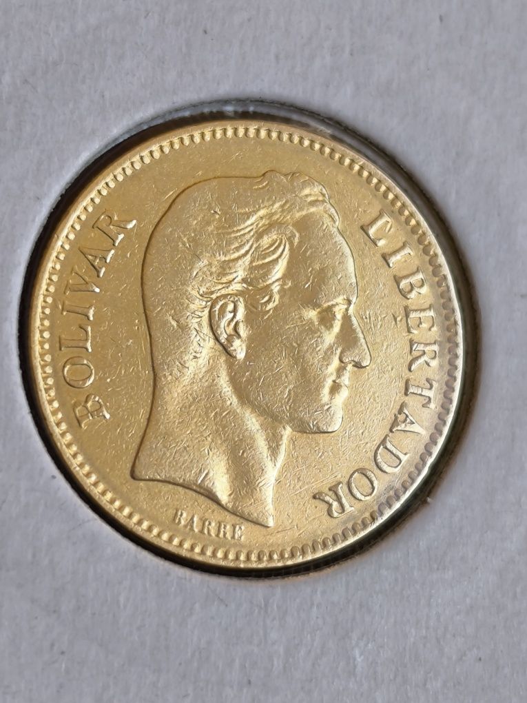 20 боливара 1880 год, " Симон Боливар"Венецуела , злато 6.45 гр,21.6 к