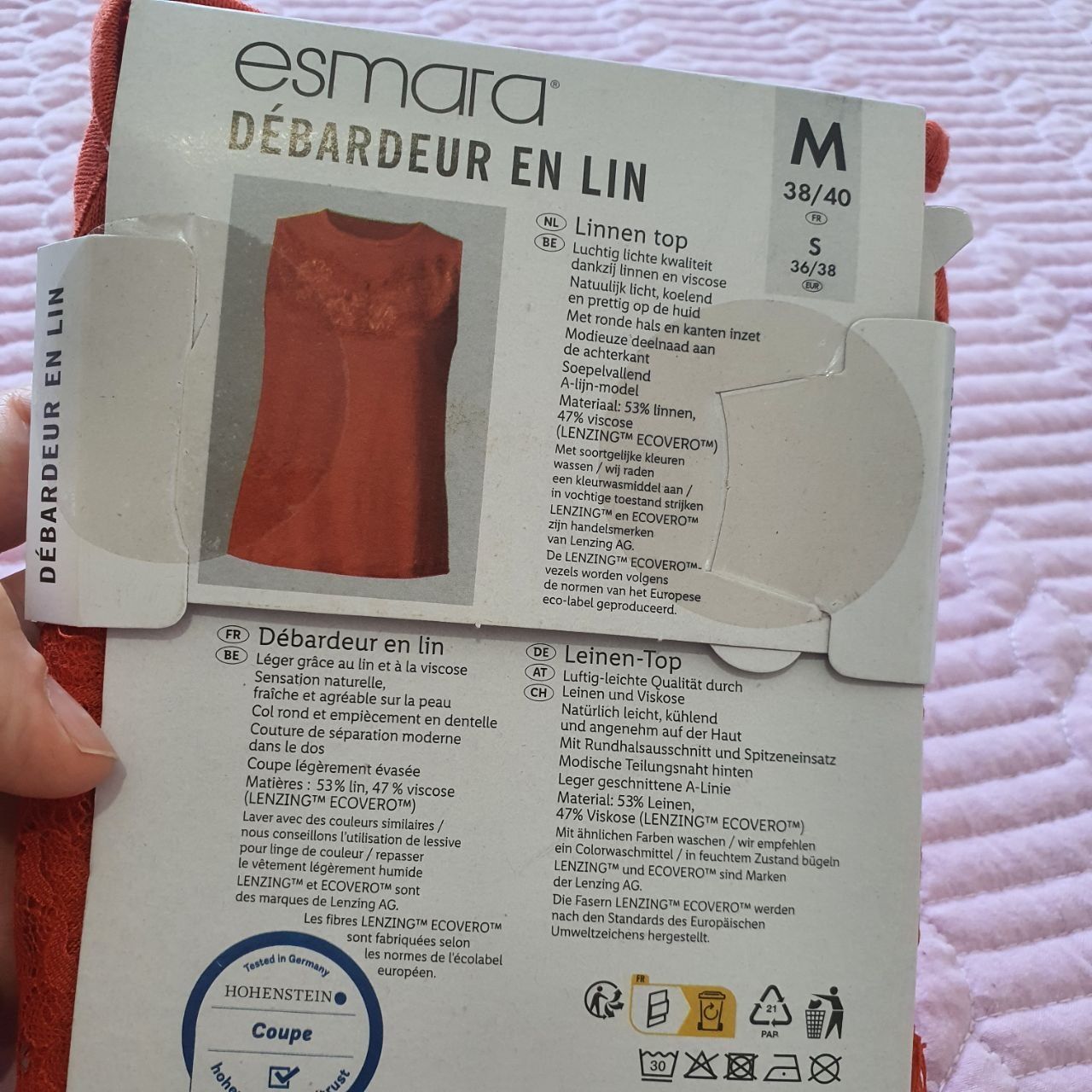 Bluză damă Esmara cu broderie ușoară din in și vascoză, mărimea M.
