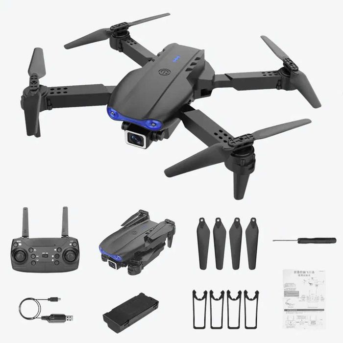 Сгъваем Дрон K3&E99, Подходящ за деца, FPV с Двойна Камера, Черен