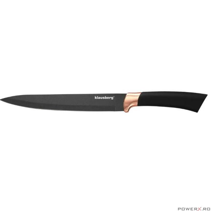 Set cutite de bucatarie cu suport, negru,inox, 6 piese, Klausberg