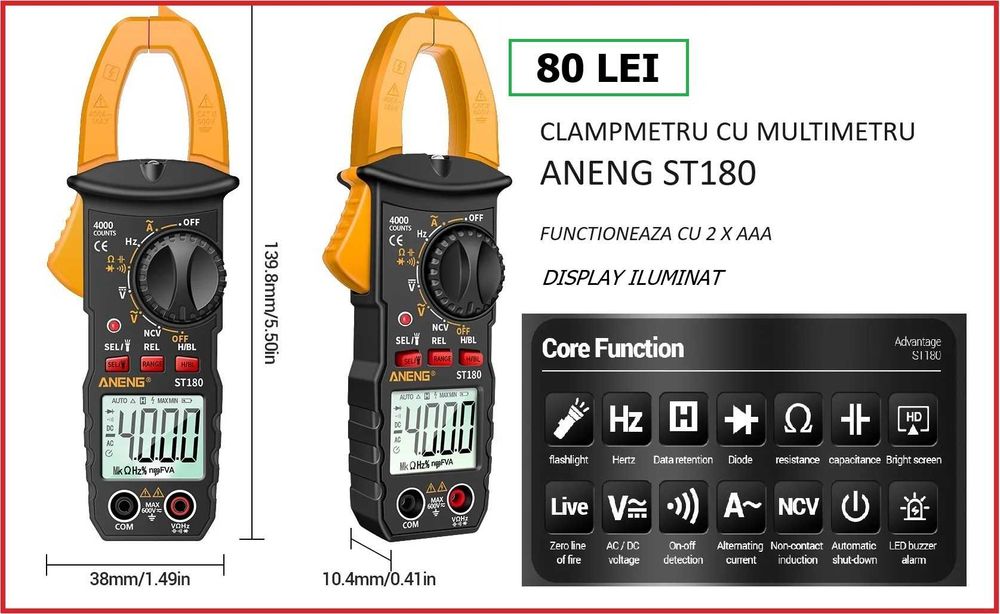 Clampmetru cu multimetru