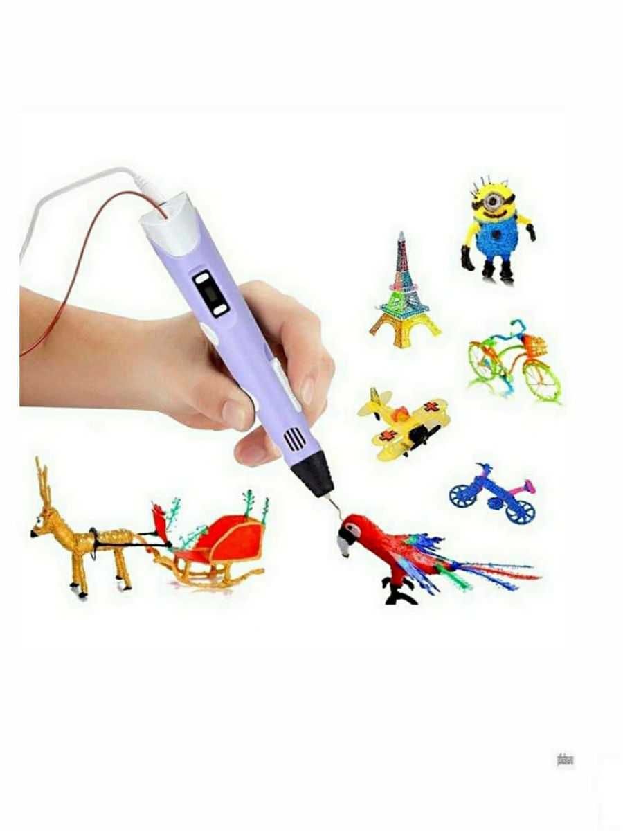 3д ручка "3d pen -2" и пластик паста (20 цветов)