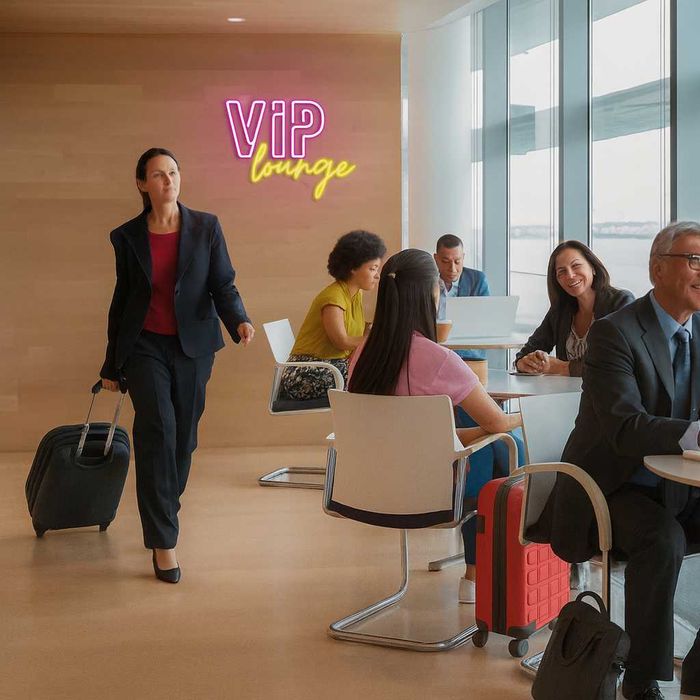 Panou Neon LED „VIP lounge” roz/fucsia si galben cald, 40x30cm Temark®