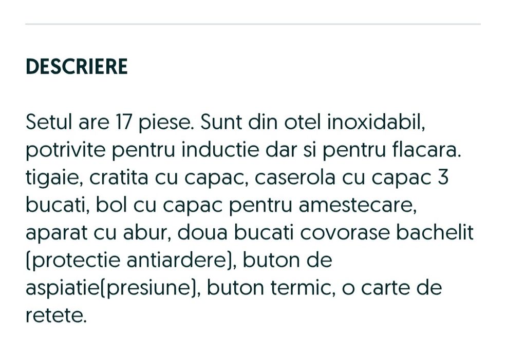 Vase de gătit 17 piese