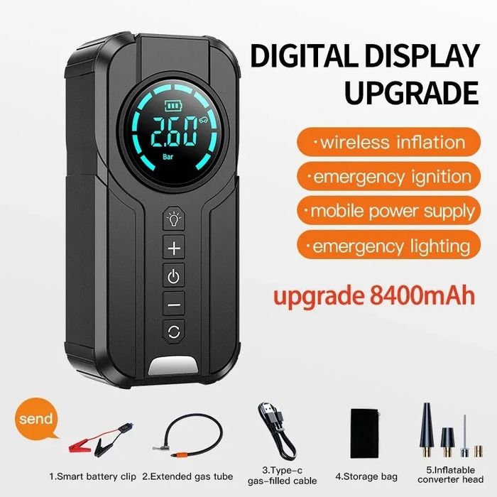 Jump starter air pump 2 в 1. Пусковой устройство и насос для авто