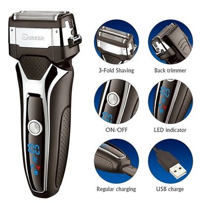 Машинка за сухо и мокро бръснене и оформяне на брада Surker Pro