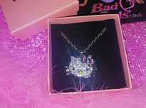 Colier argint 925 Hello Kitty +cutie roz cristale lant y2k alternative