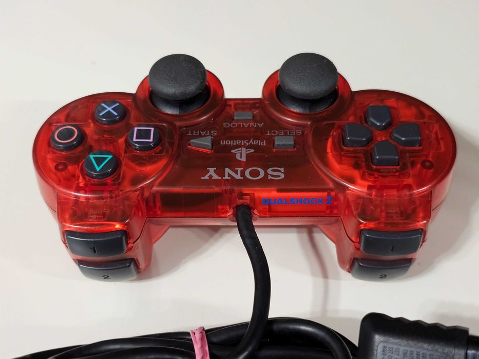 Controller si card original Sony PS2 rosu transparent Editie limitata