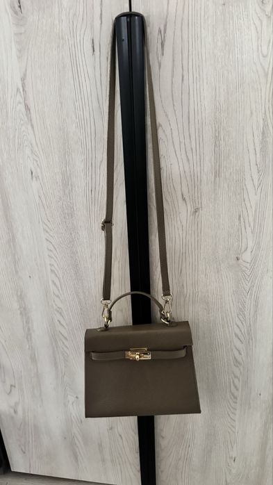Geanta crem piele naturala model deosebit