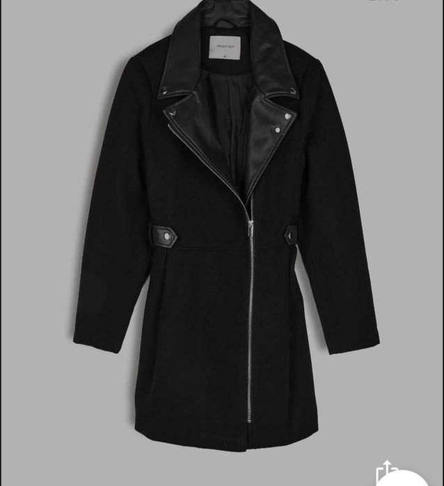 Дамско пълто с кожени детайли