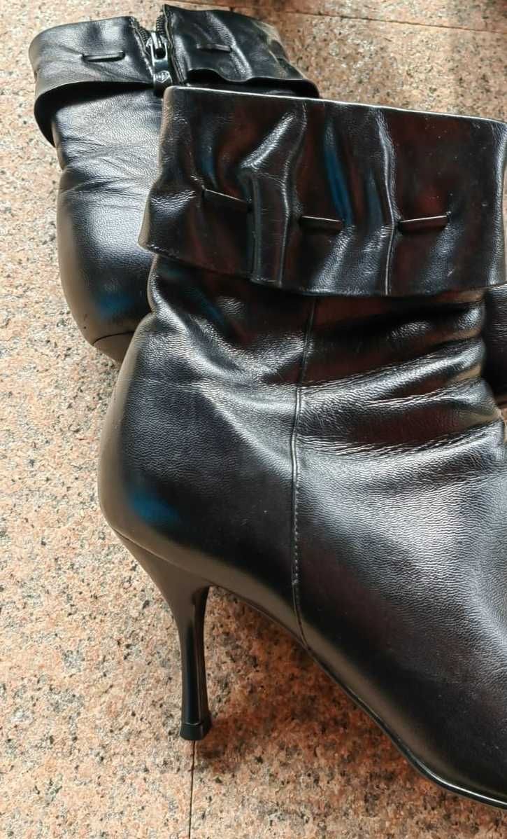 полусапожки женские кожаные на каблуке