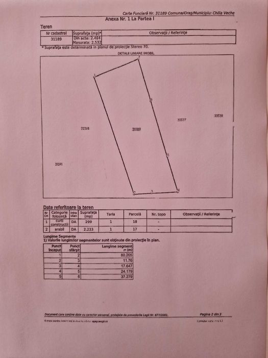 Teren intravilan Chilia Veche 2532 m2 amplasat la Dunare bratul Chilia