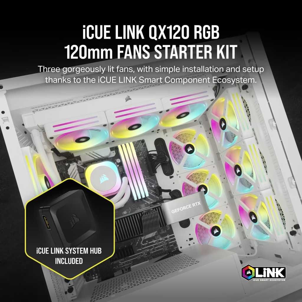 Corsair iCue Link QX120 RGB White - Starter Kit