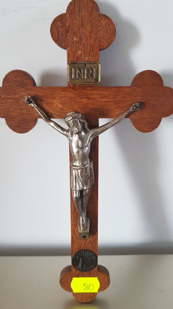 Crucifix vechi din lemn masiv și bronz