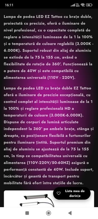 Lampă de podea led noua