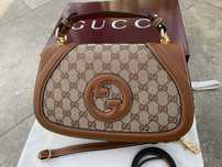 Gucci Чанта Blondie Гучи Кафявa Кожа Canvas Горна Дръжка Оригинална