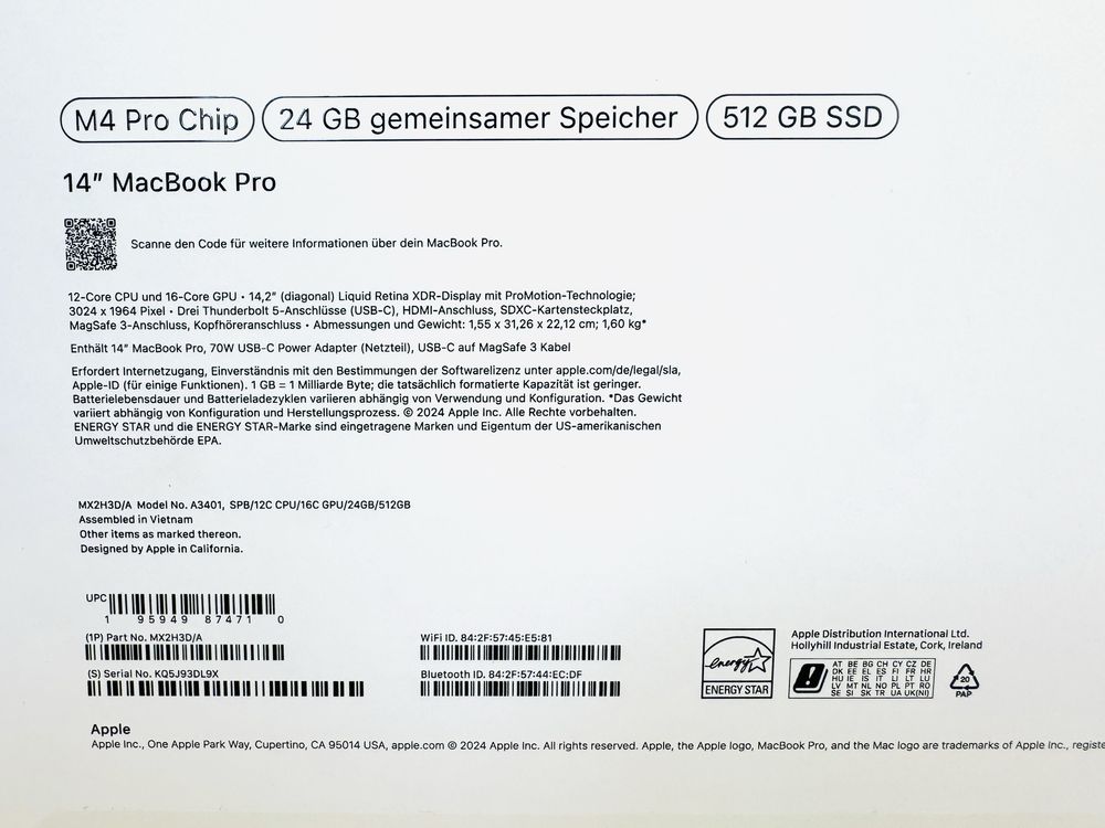 НОВ! Apple MacBook Pro 14 M4 Pro 12C/16G 24GB Ram 512GB SSD ГАРАНЦИЯ!