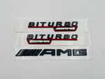 Set Embleme Compatibile Mercedes biturbo AMG negru rosu