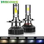 Becuri LED YHKOMS 80W H4 H7 H8 H9 H11 4300k 5000k 6500k 8000k