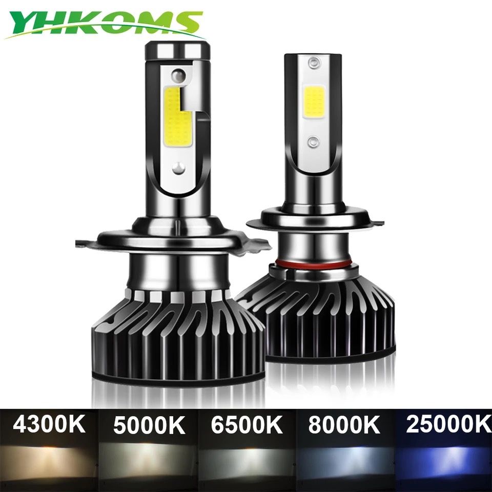 Becuri LED YHKOMS 80W H4 H7 H8 H9 H11 4300k 5000k 6500k 8000k