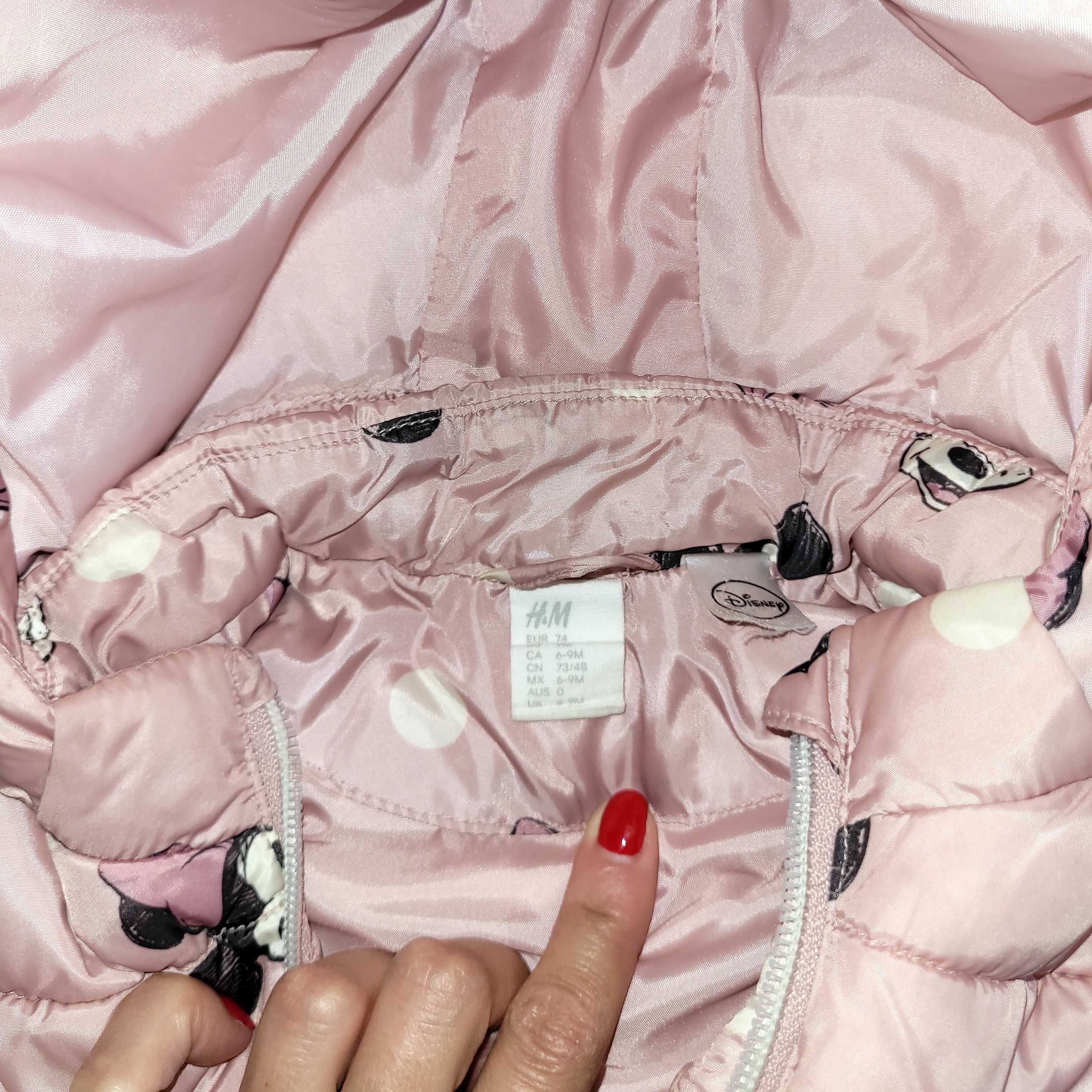 Ватирано яке за момиче h&m Minnie Mouse 74см (6-9м) и шапка