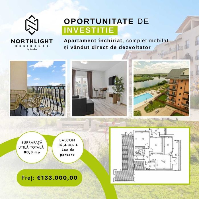 Mobilat și Închiriat, 3 camere NorthLight Residence, 0% comision