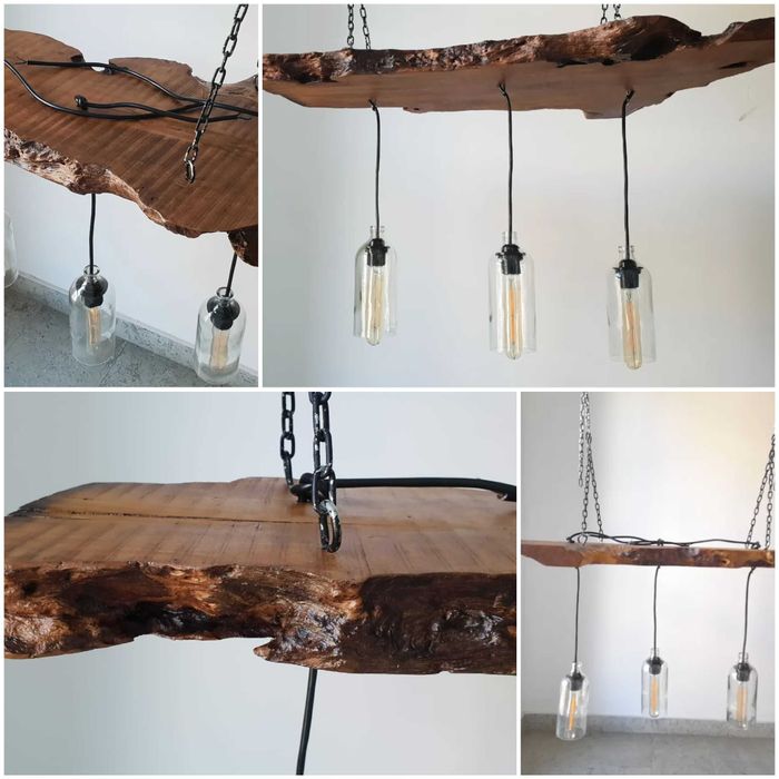 Plafoniera in stil industrial din lemn exotic