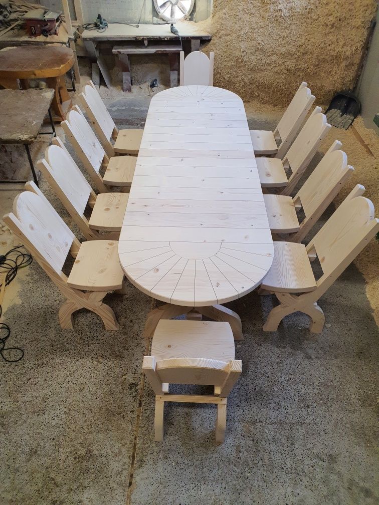 Masa "Soreancă" + 10 scaune XL . Masa cu scaune lemn