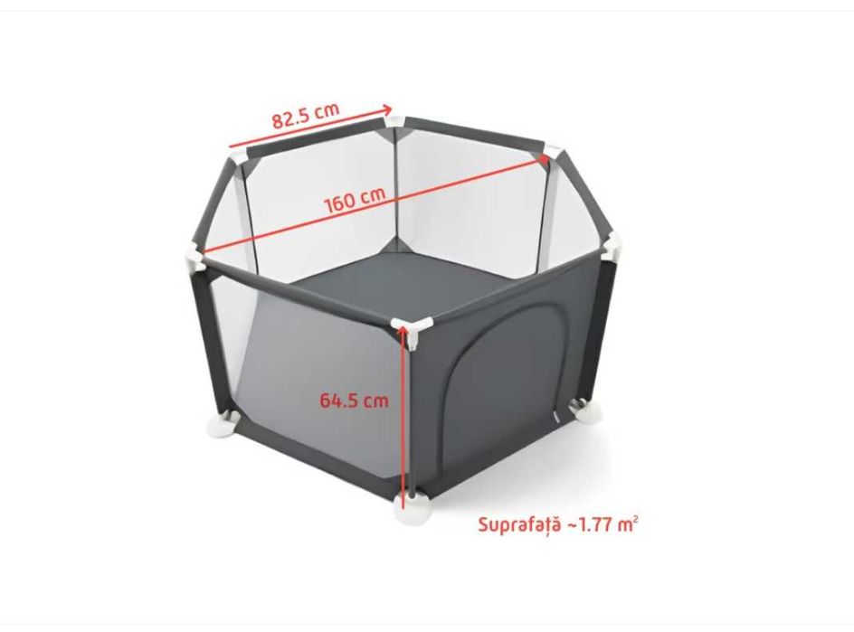 Spatiu de joaca, tarc  Empria, usa cu fermoar, marime XXL, Gri