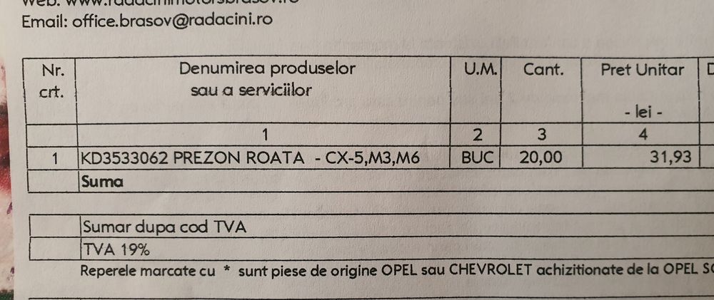 Prezon original Mazda CX-5, 3, 6, KD3533062 (20 disponibile)