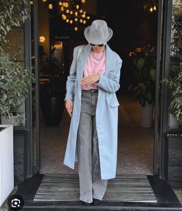 Шикарное женское длинное пальто из Pink Island, размер 48